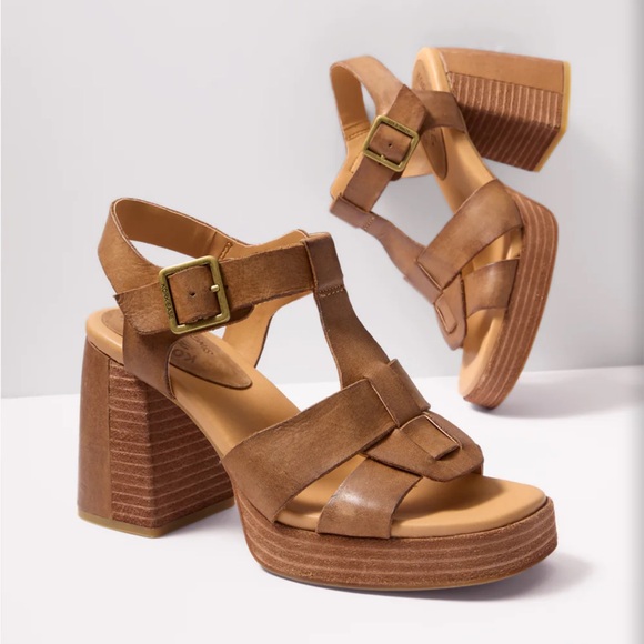 Kork-Ease Shoes - Kork-Ease Macy/Macey Brown Leather Sandals‎ with Chunky Heal Womens 11